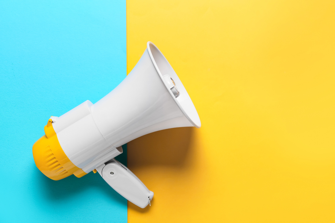 Modern Megaphone on Color Background