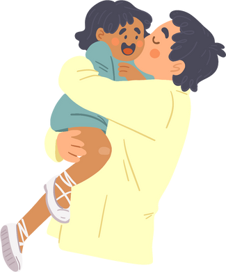 Clean Cartoon Father Kissing Daughter